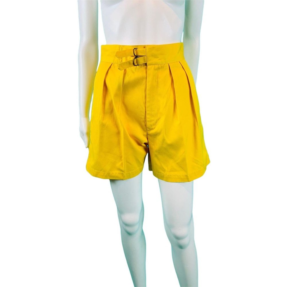 Vintage 1980s Yellow Shorts Banana High Waisted Pleated Shorts | W 25"